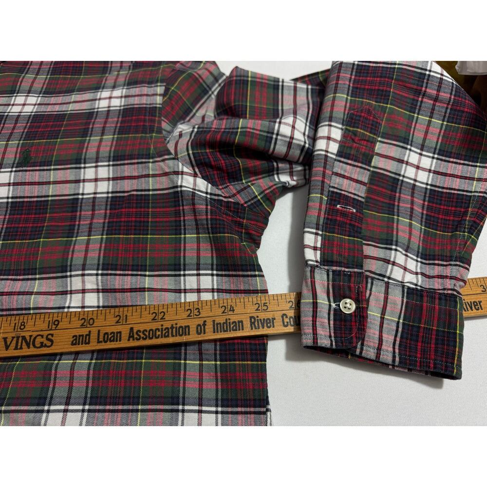 POLO RALPH LAUREN SHIRT — Red Green Yellow Plaid Classic Fit Men's XL - Picture 4 of 9